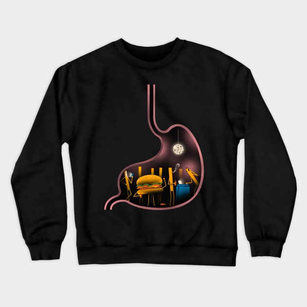 Fast food party in the stomach Crewneck Sweatshirt by MartynasAu